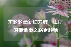 拼多多最新助力群：让你的推金币之路更顺畅  第1张