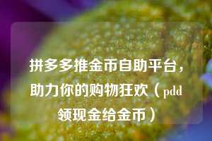 拼多多推金币自助平台，助力你的购物狂欢（pdd领现金给金币）  第1张