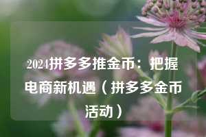 2024拼多多推金币：把握电商新机遇（拼多多金币活动）  第1张