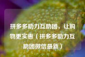 拼多多助力互助团，让购物更实惠（拼多多助力互助团微信最新）  第1张