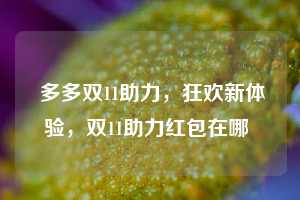  多多双11助力，狂欢新体验，双11助力红包在哪 第1张