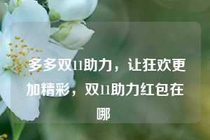  多多双11助力，让狂欢更加精彩，双11助力红包在哪 第1张