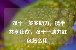  双十一多多助力，携手共享狂欢，双十一助力红包怎么用 第1张